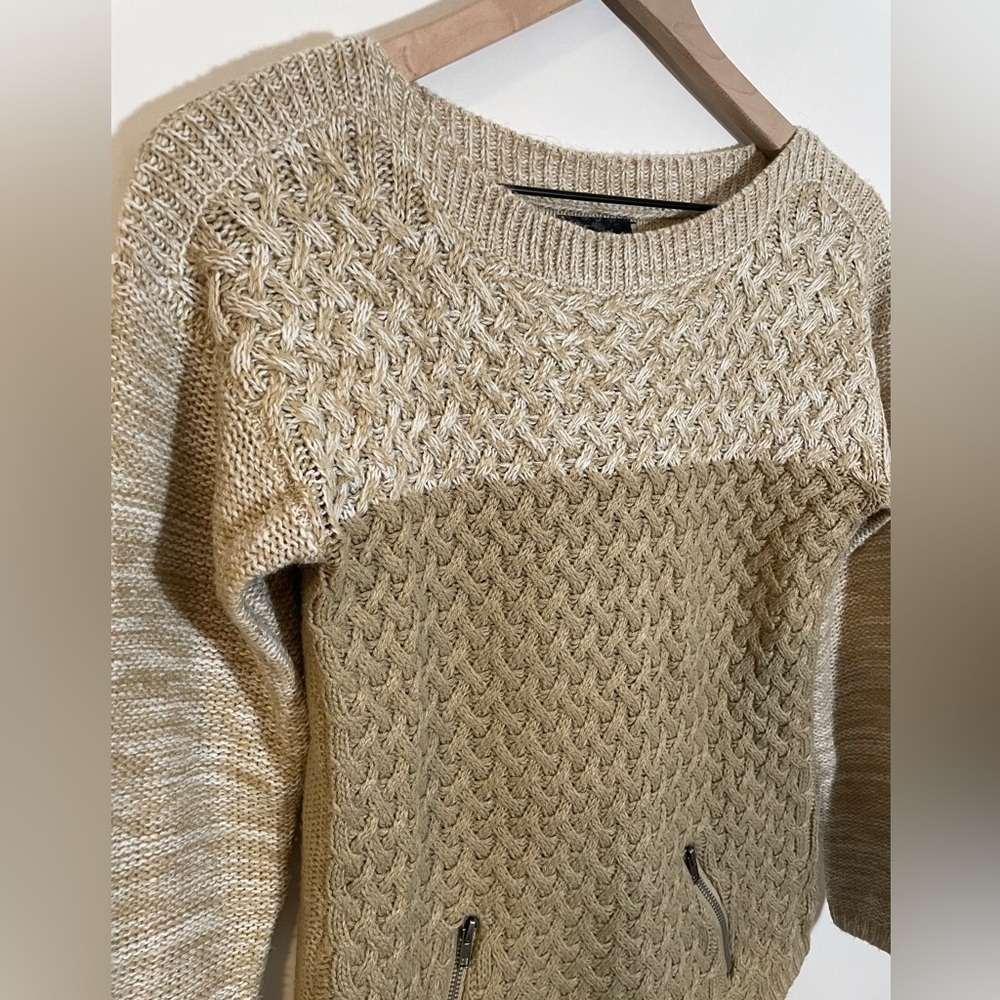Love Always Knit Woven Design Sweater Size Medium Brown & Cream - Picture 3 of 8